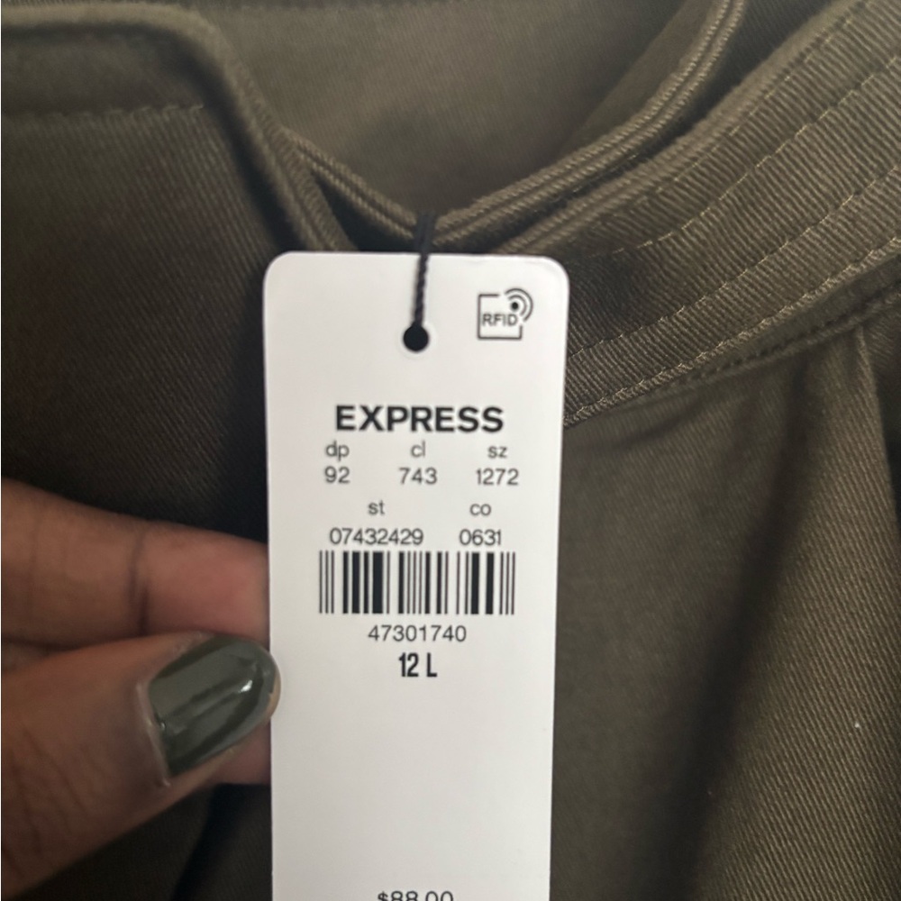 Express Olive Wide Leg Pants - Picture 2 of 5